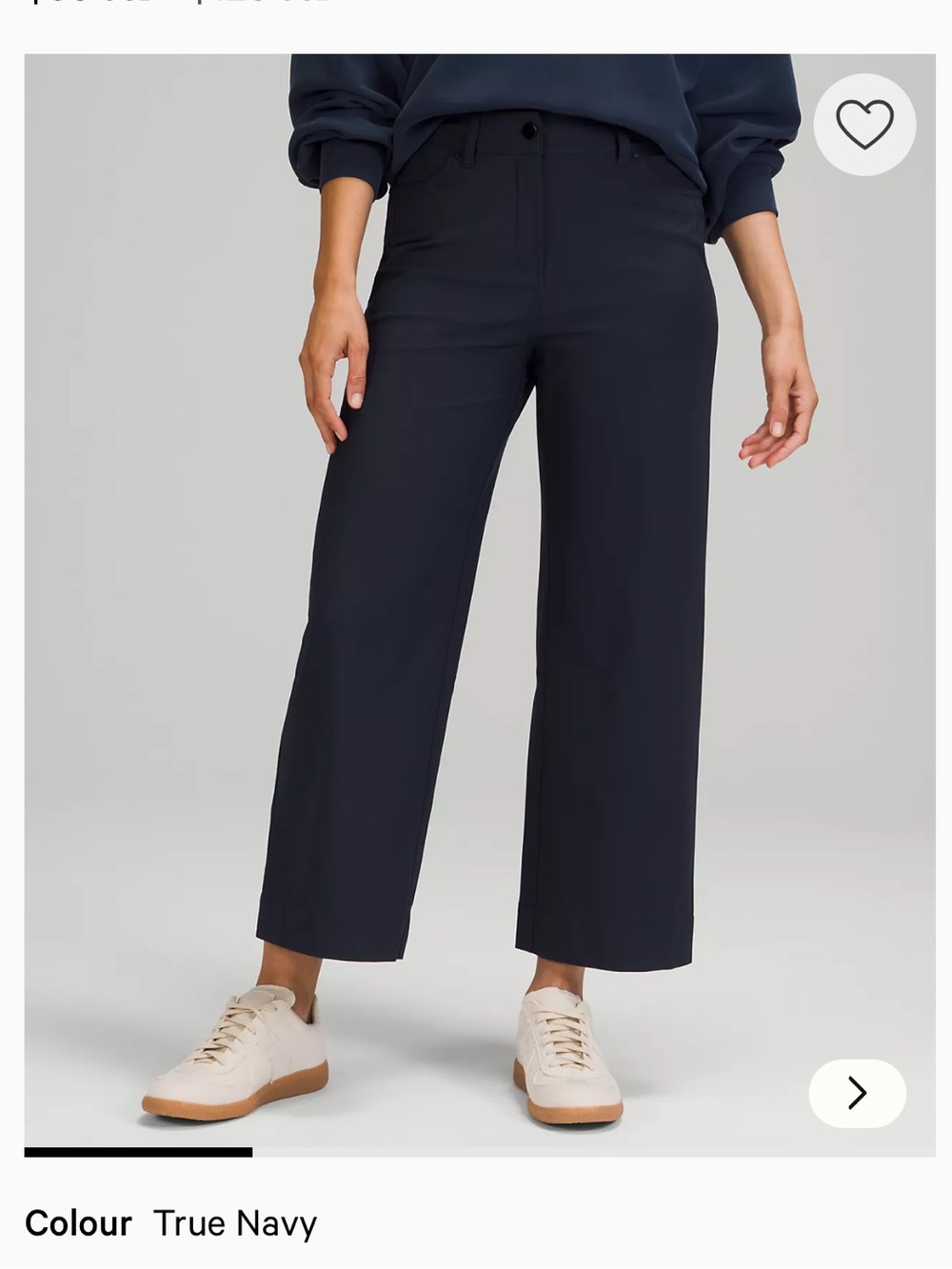 City Sleek 5 Pocket High-Rise Wide-Leg Pant 7/8 Length Size 28 True Navy EUC